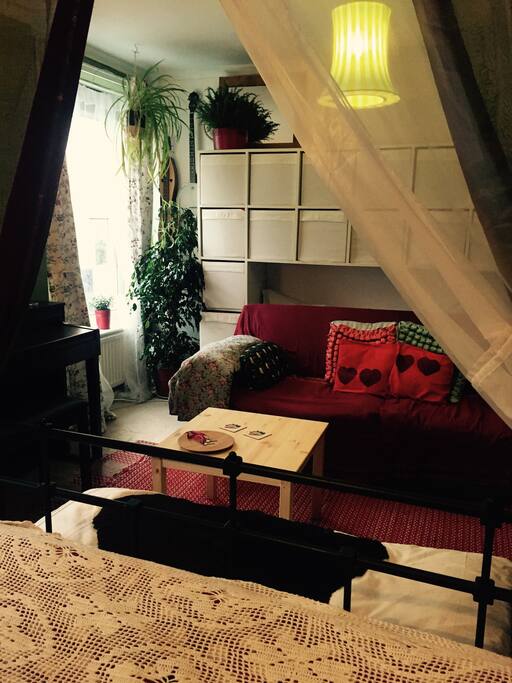 Hang out on the couch after a day exploring the city.