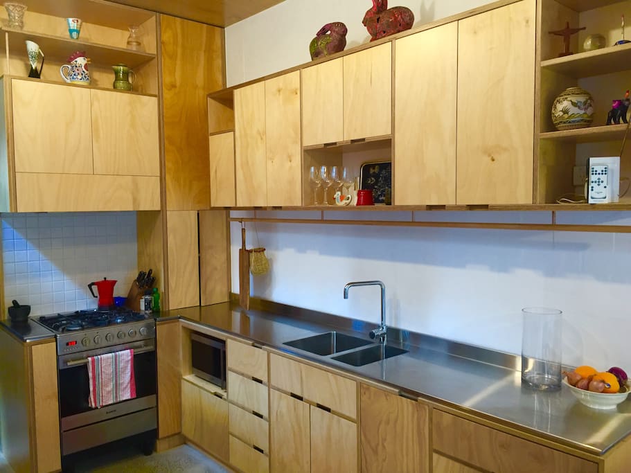 Stainless steel appliances and worktop