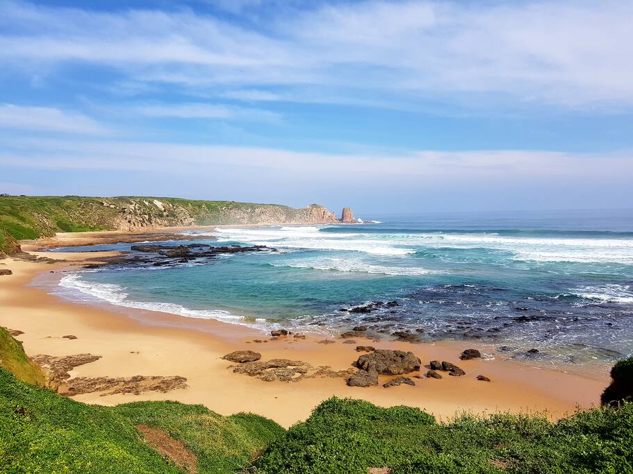 Main beach at Cape Woolamai, Surf Life Saving Club and starting point of many walks in the area