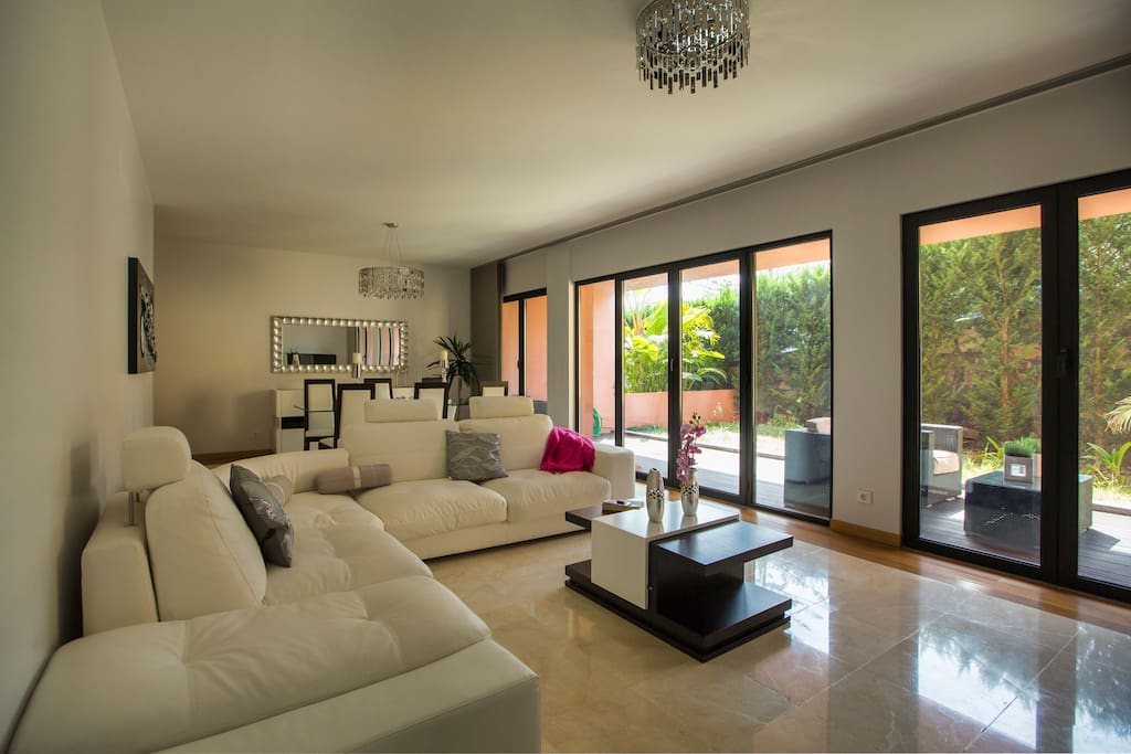 Living room and dining area