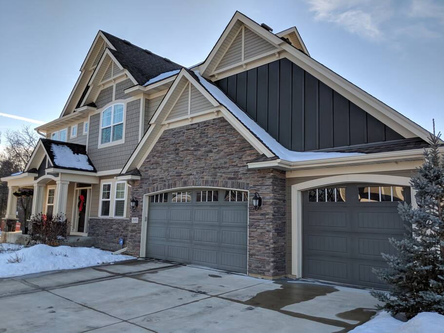 Large 3 car garage.