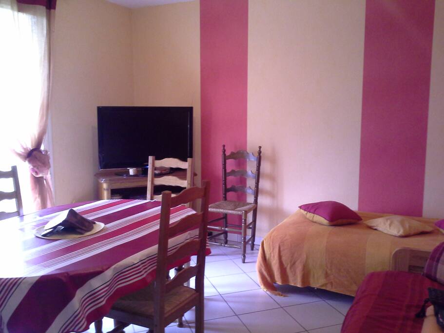 Séjour avec balcon, TV et BZ 2 places