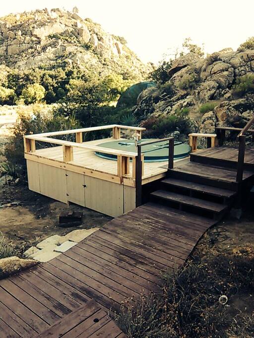 Our hot tub has beautiful views