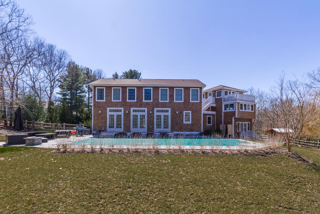 Immaculate Hampton's home with a built-in pool and private balcony, overlooking Gardiner's Bay!