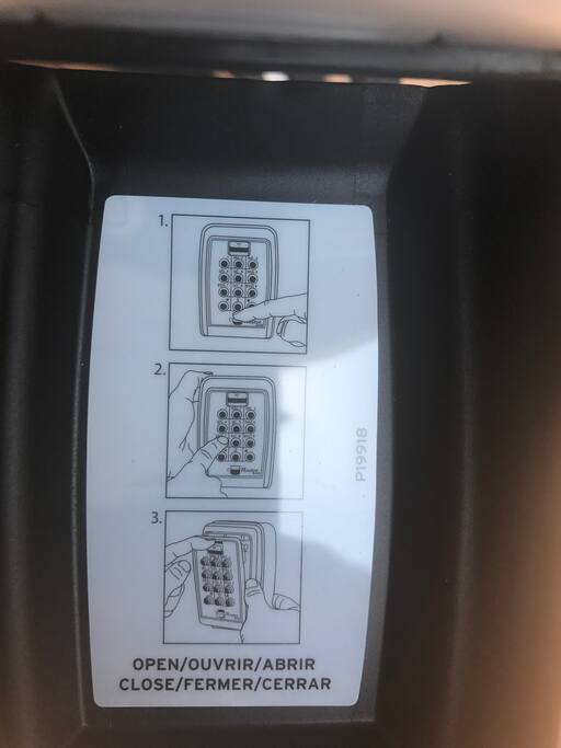 Follow directions on how to open and close lock box located on inside cover. TO OPEN FRONT DOOR TURN BOTH KEYS TO THE LEFT AND TO CLOSE TURN TO THE RIGHT( push in a little on top lock when turning to right to close door if it doesn't turn)