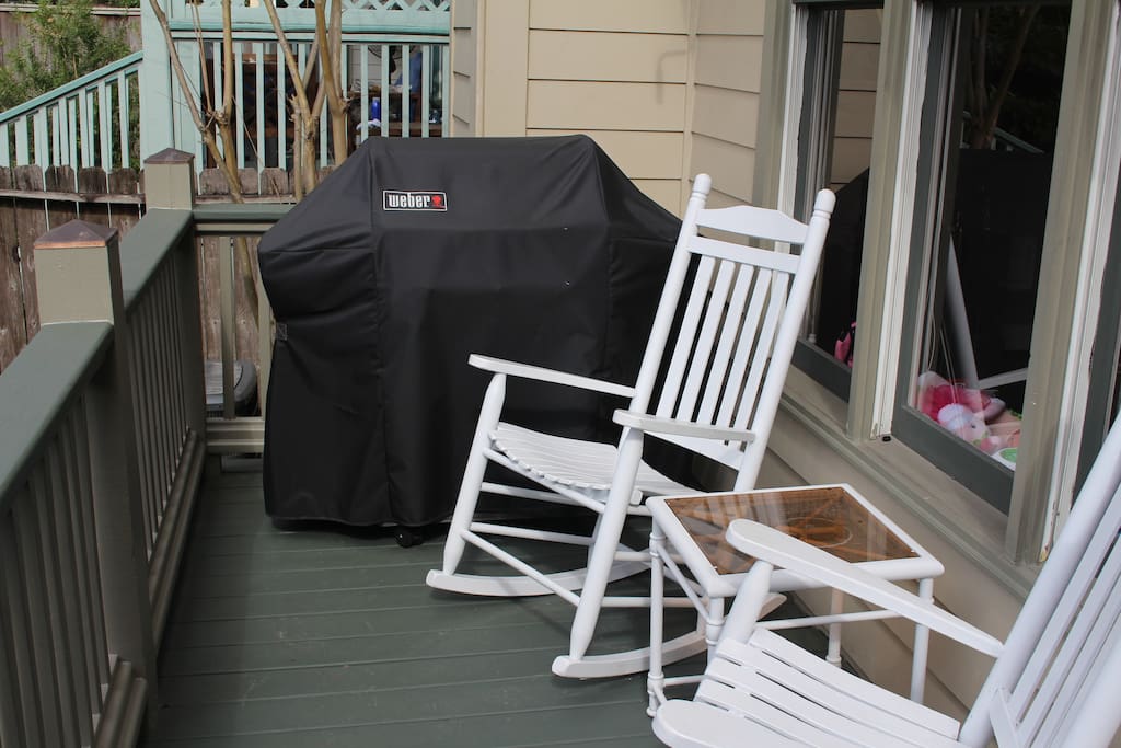 Back porch rockers and grill