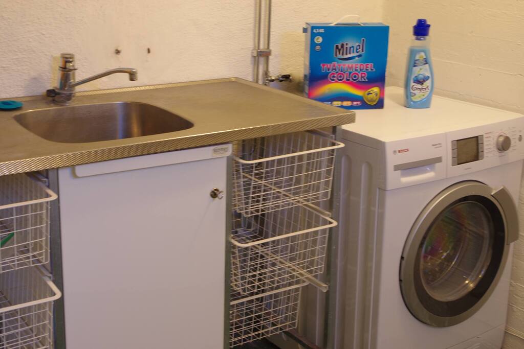 laundry room in the basement