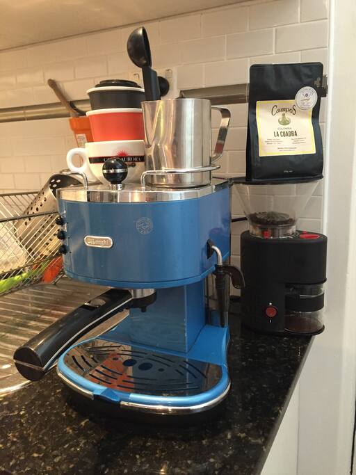 Proper Coffee machine and grinder! no pods! Head out to the local cafe and bring home some beans to try!