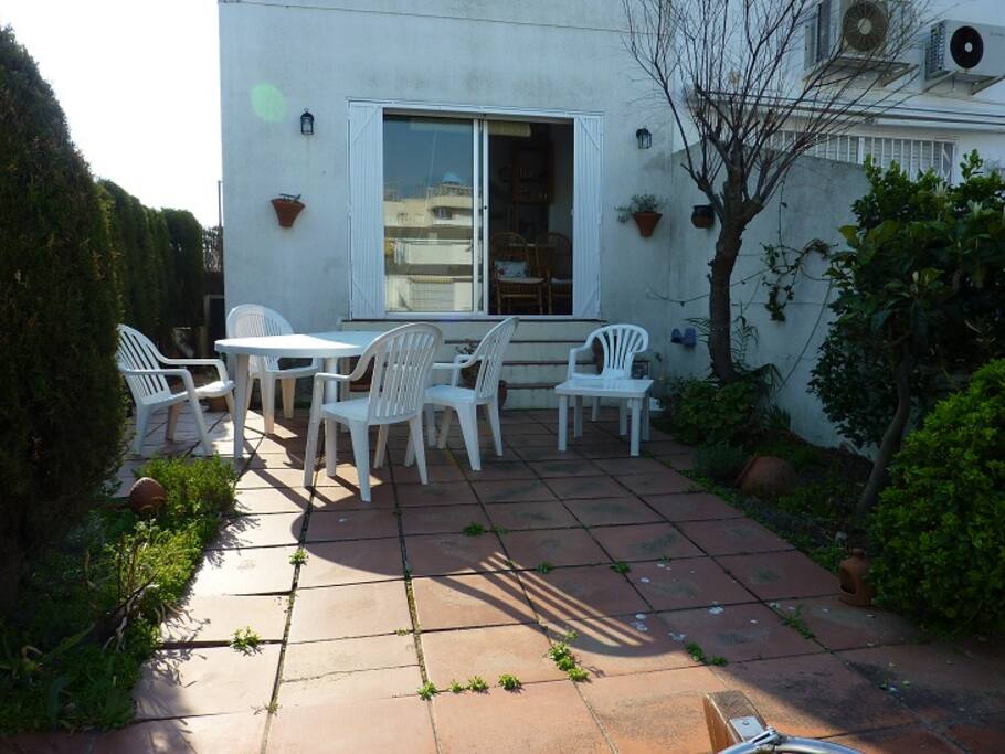Private garden area in front of mooring