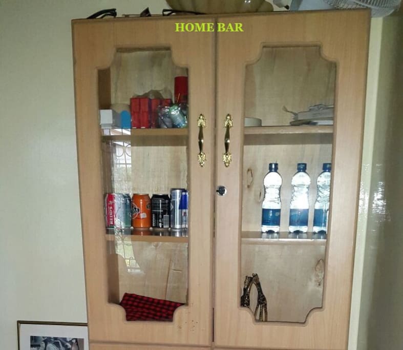 our home bar with drinks