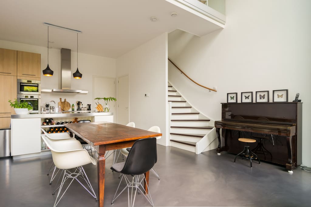 Kitchen and stairs to living