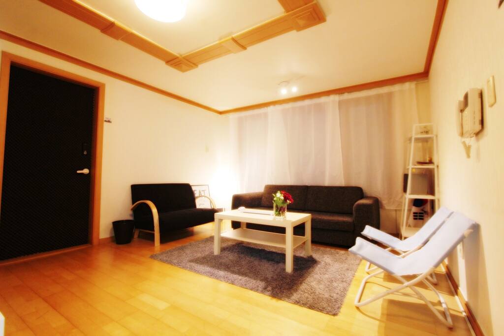 Big living room with big flat HD TV