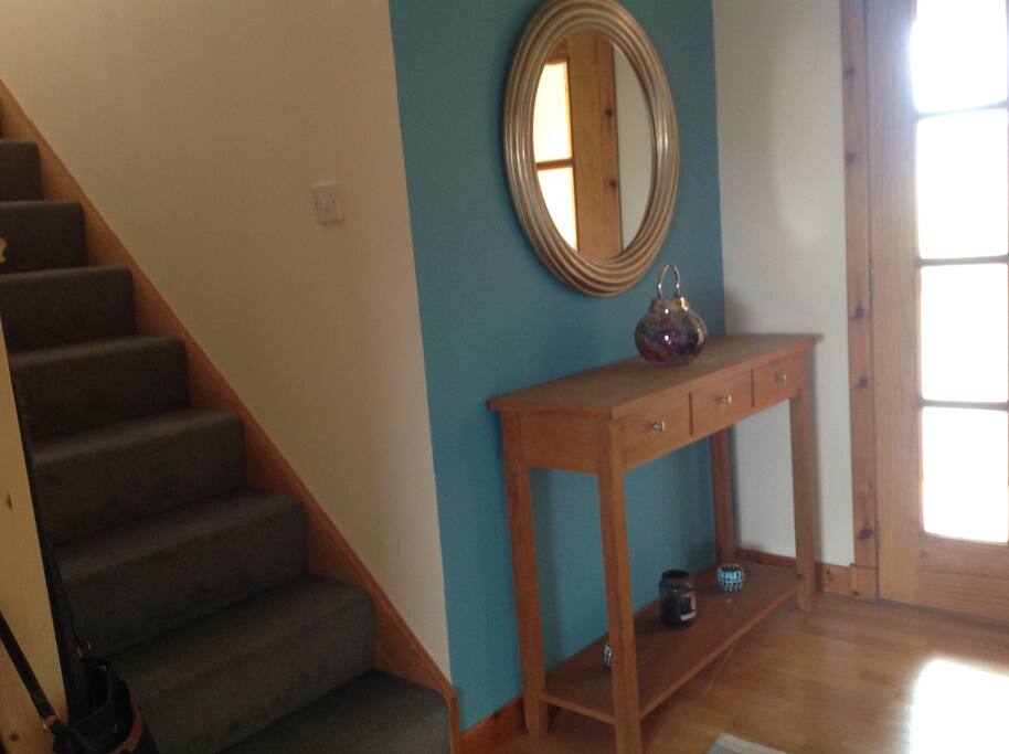 Stairs up to spacious room