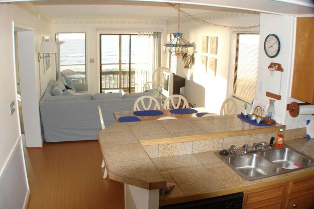 View from the kitchen thru condo of ocean