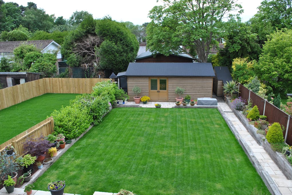 View of garden from Velux Cabrio balcony