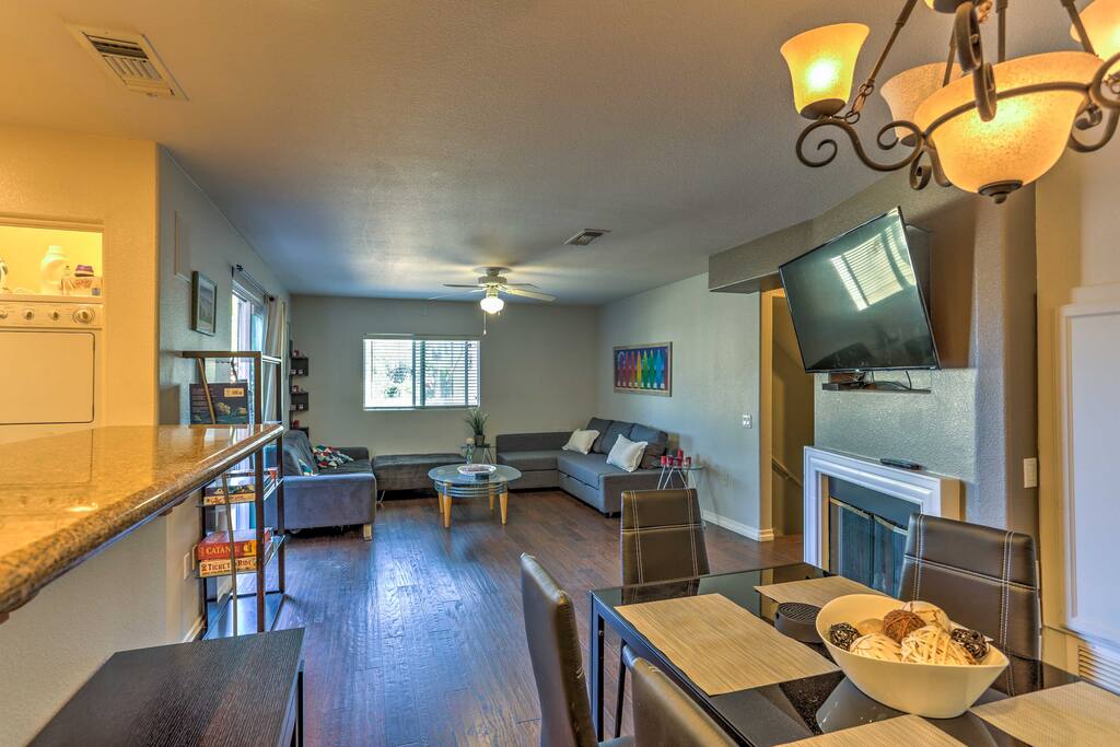 An open floor plan allows you to mingle with your guests.