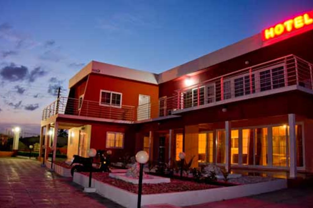 HOTEL IN ITS BEAUTIFUL DAWN COLOURS AND LIGHTS
