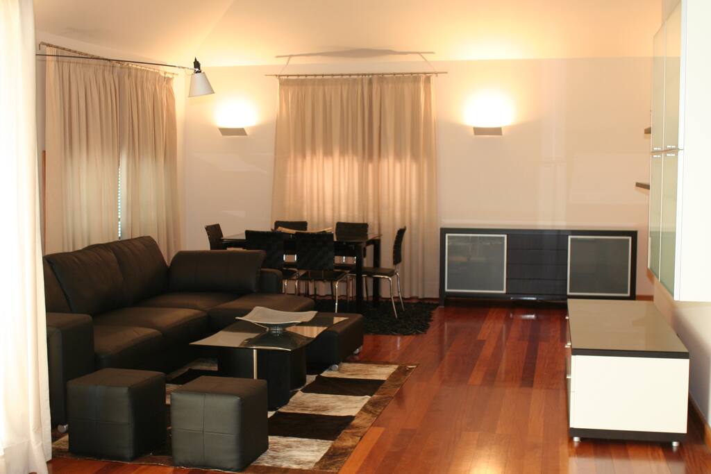 Living and dining areas.