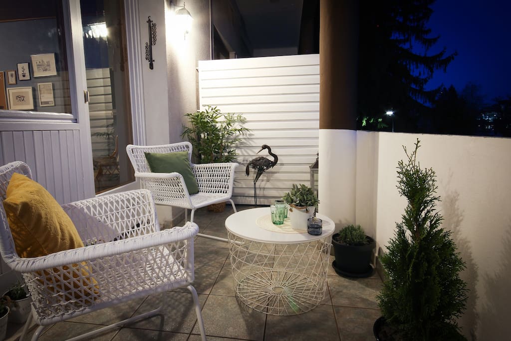 Charming terrace at night