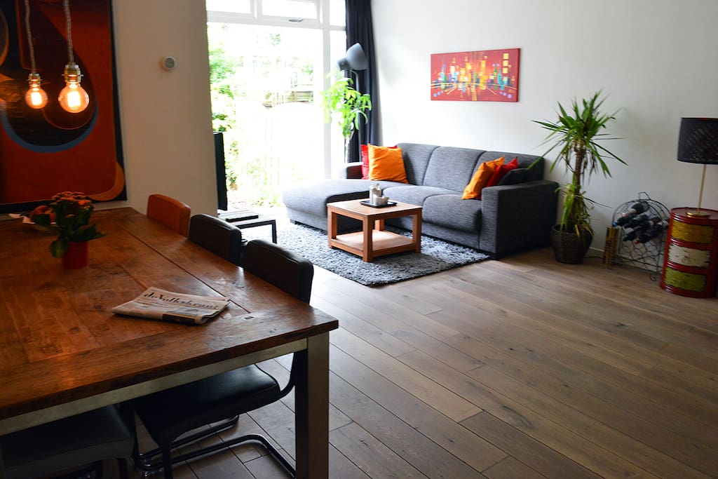 Overview of the living room. Spacious and modern.