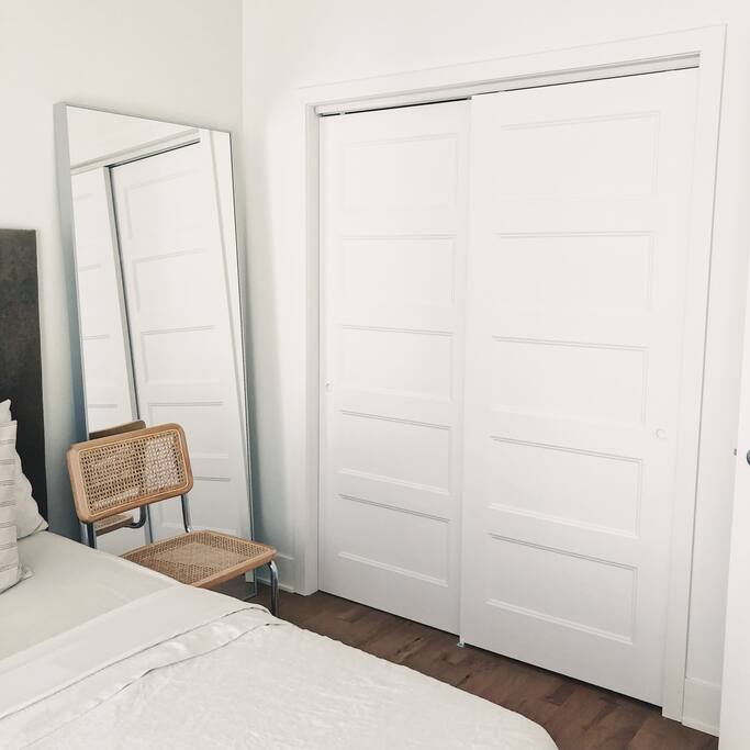 Closet space and floor mirror