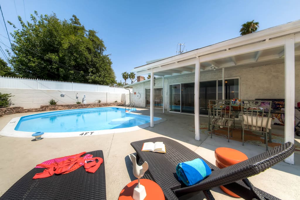 Pool-side lounge with dining area, bbq and of course a huge pool.
