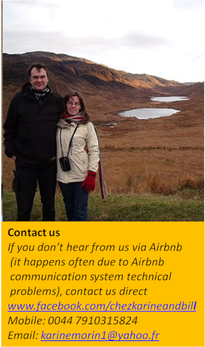 If you don’t hear from us via Airbnb
(it happens often due to Airbnb
communication system technical
problems), contact us direct