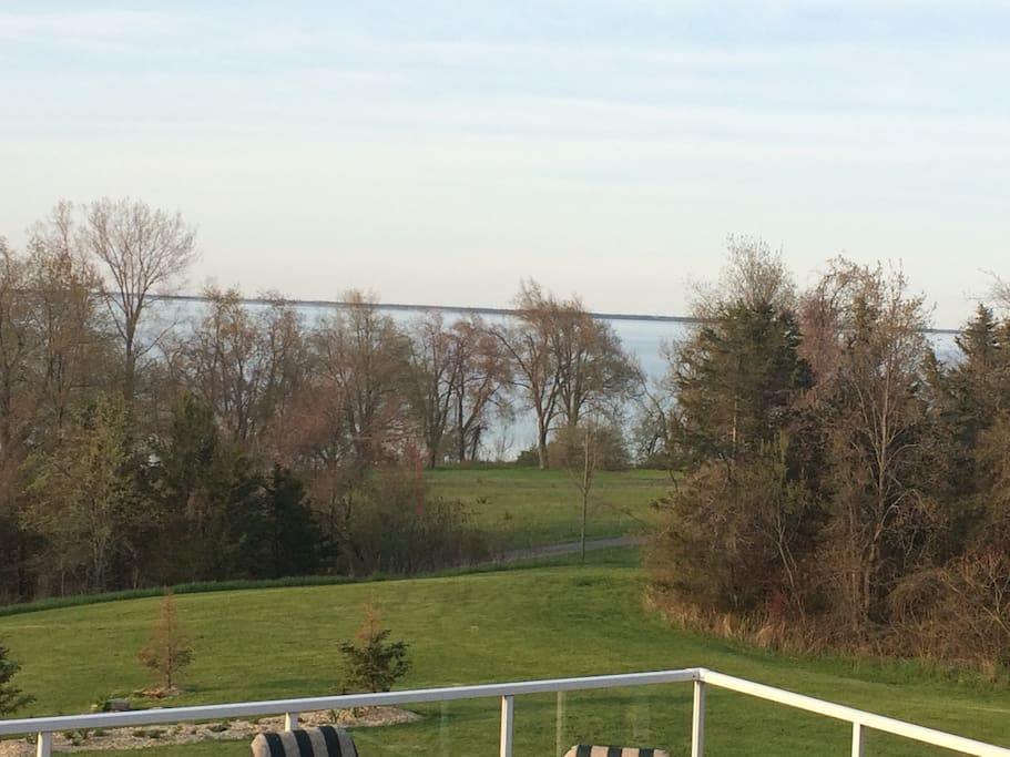 view of the lake from the deck.