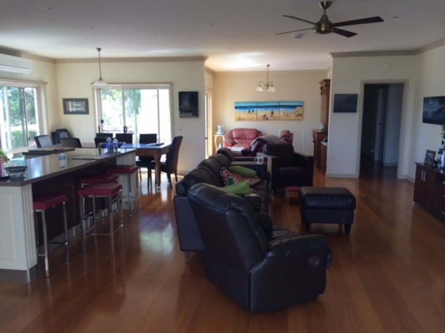 The large open plan living and kitchen area