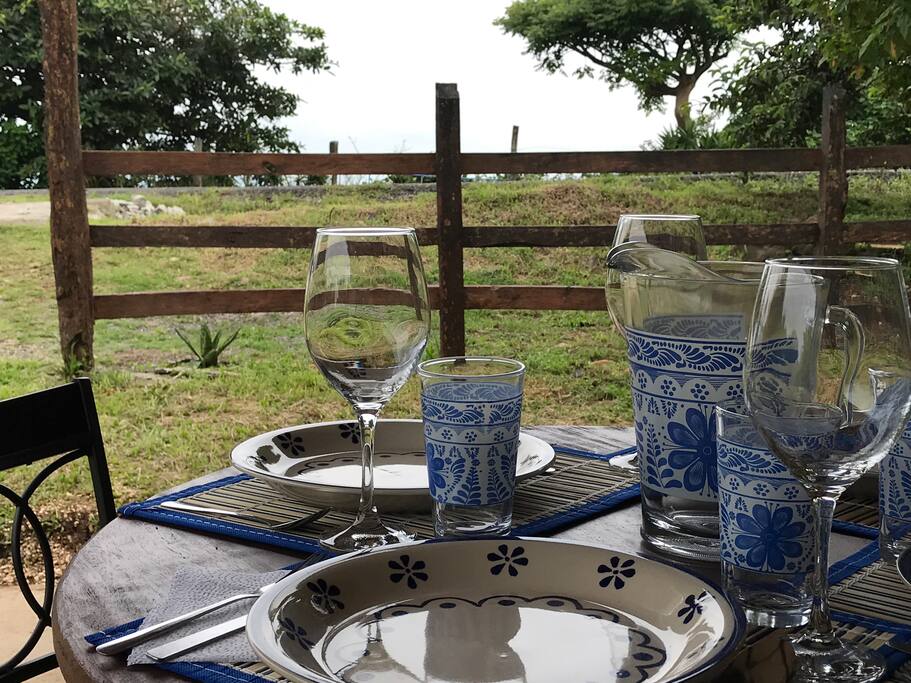 Dinner on the front porch with a view.