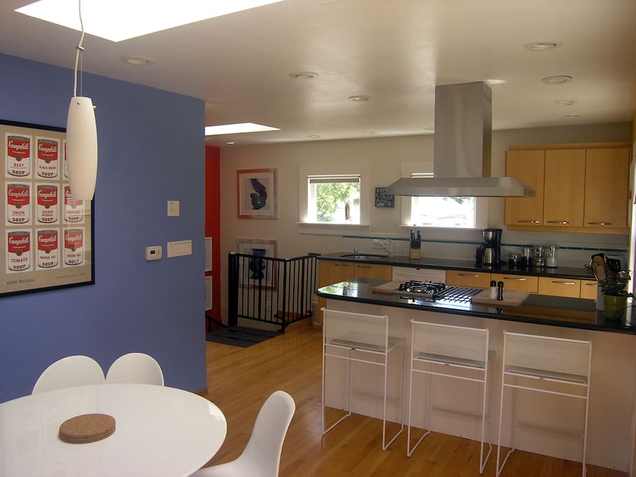Bright colors surround you in this second floor sunshine-filled well-equipped modern kitchen.