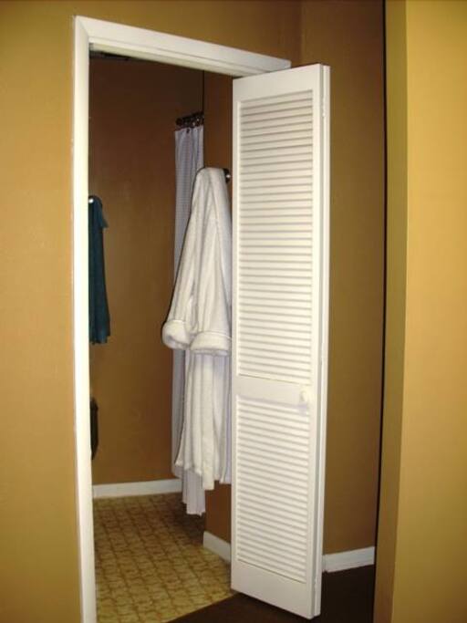 The shower is separate from the loo.