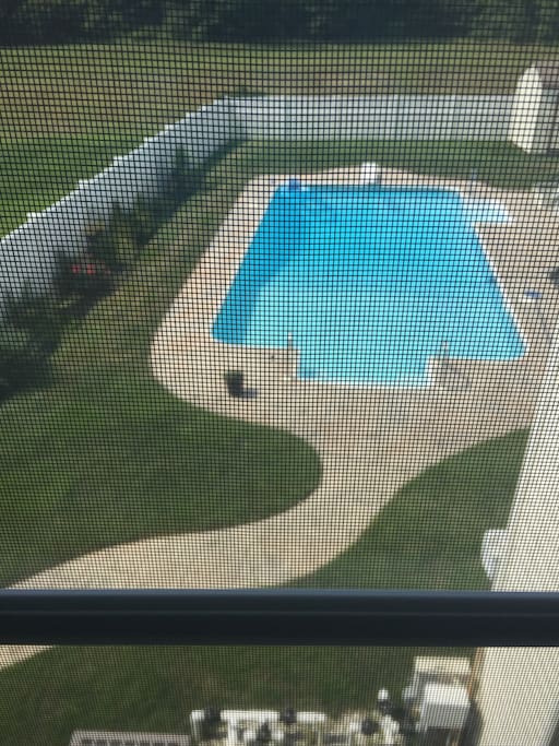 pool view from bedroom window