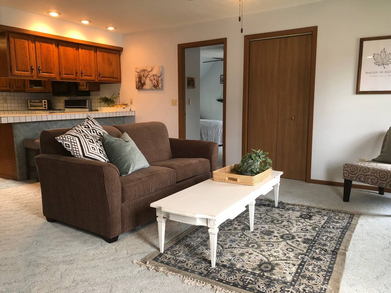 Living area (full size sleeper sofa)