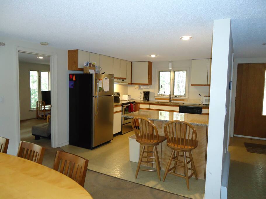 Kitchen is open to the dining and living room