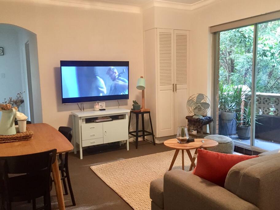 Lounge room feat. new Smart TV including use of Netflix.