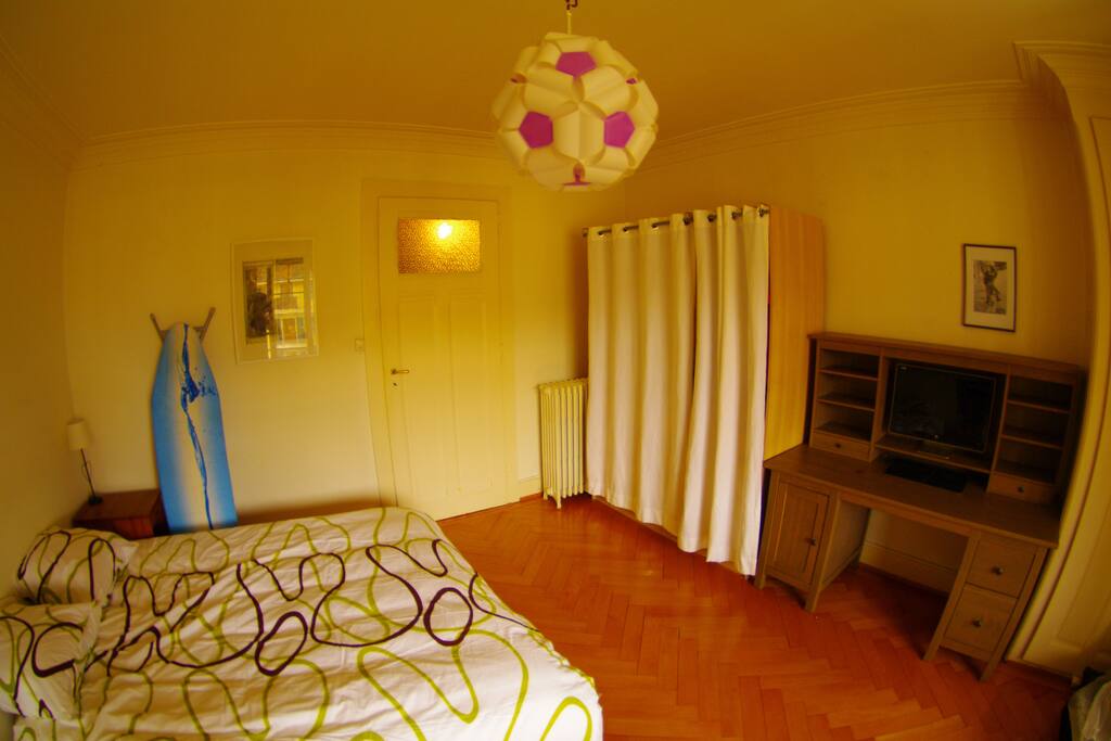 Bedroom - Queen-size bed, wardrobe, desk