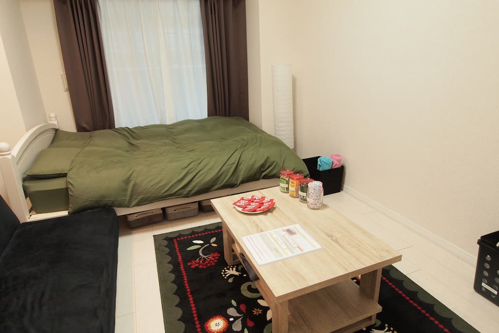 There are 25 square meters (269 square feet). Up to 3 people can stay there!!