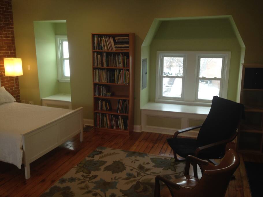 A couple of cozy chairs to help you catch up on some reading.