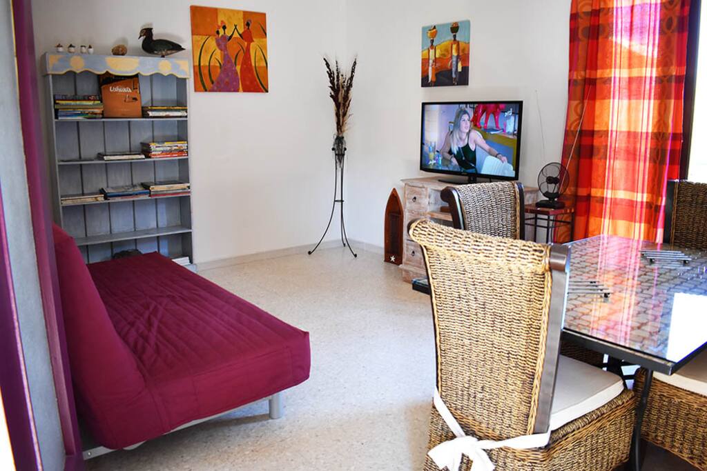Le salon avec la TV