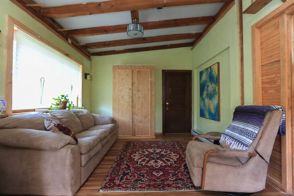 Living area looking toward entry door