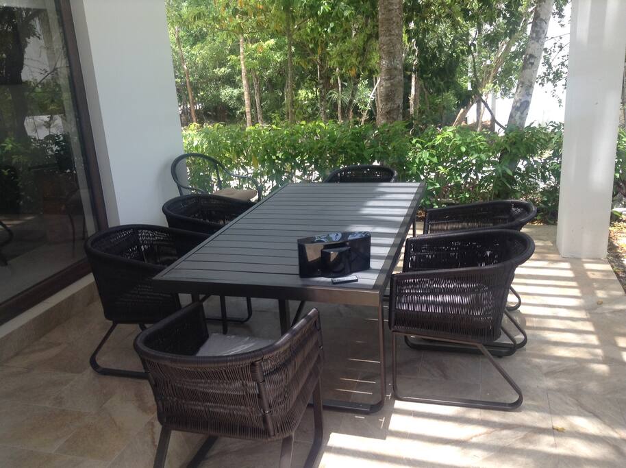 Lovely outdoor living space with garden furniture