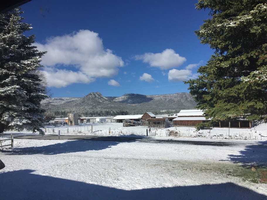 View from balcony in winter