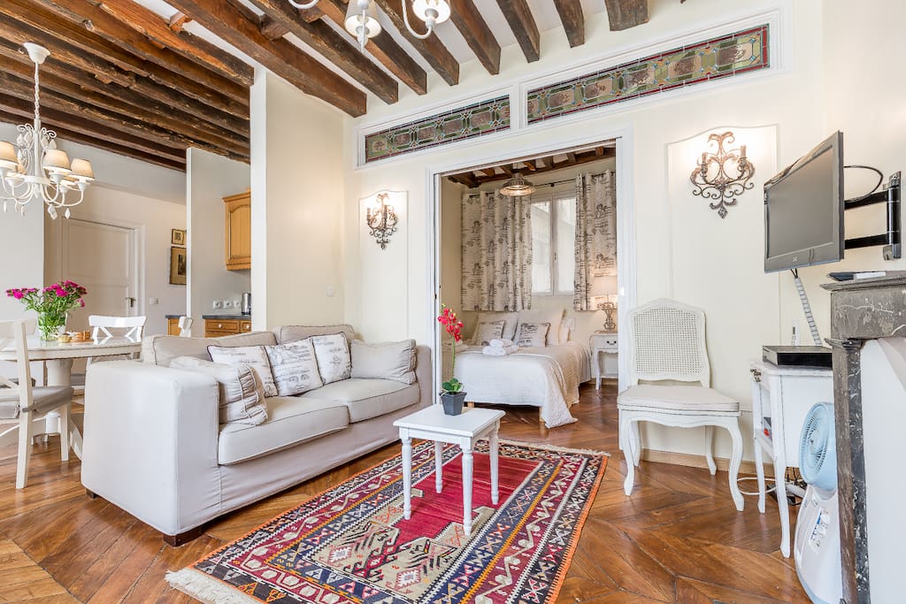 The main living area with view of the second bedroom