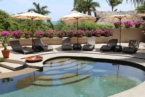 Villa Mistika: Chic Pool, Views & Walk to Beach