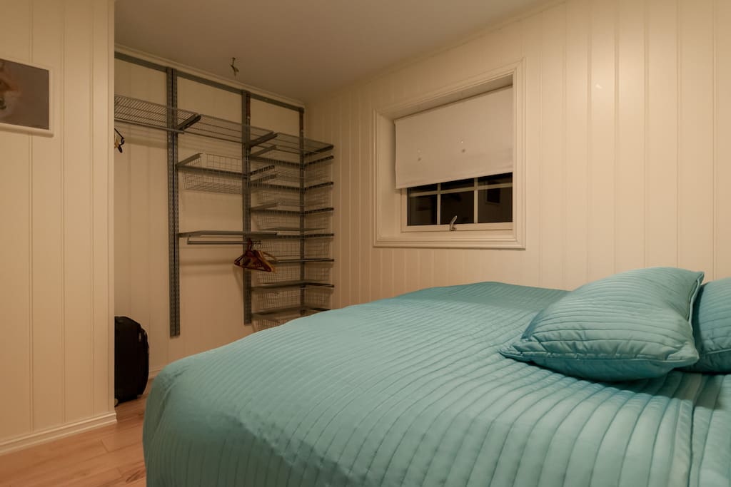 Part of the spacious wardrobe available for guests