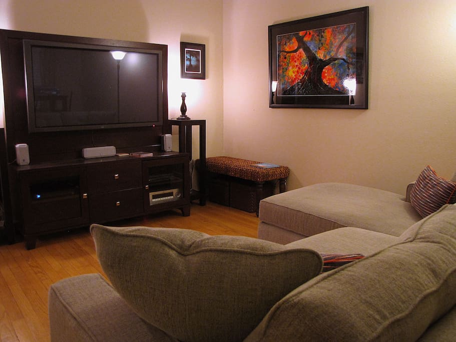 Large screen TV in family room