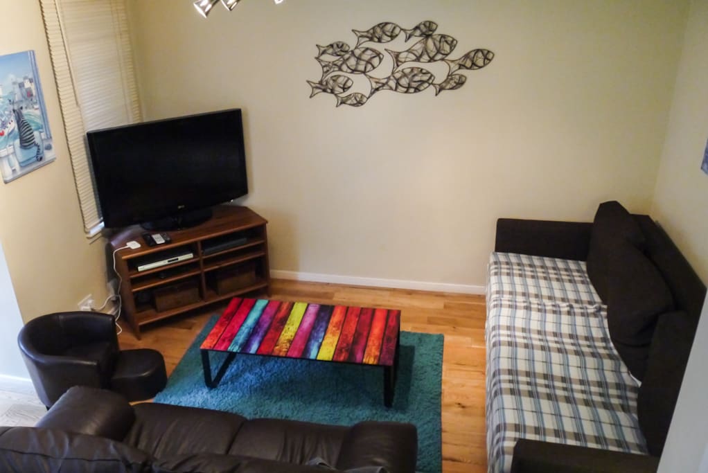 Cosy Living Room with TV and Internet. New Sofa-bed (on right)