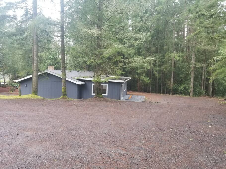 The side view of the house