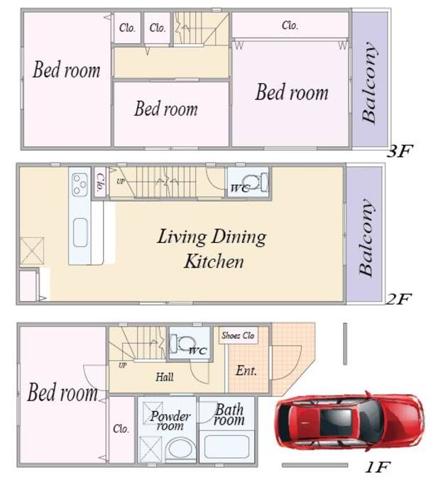 3 story house! 4LDK free parking space
